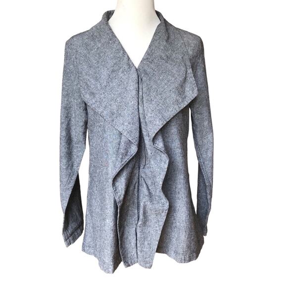 Neon Buddha Women's Gray Napa Lightweight Jacket Linen Blend Size L Lagenlook - Picture 1 of 7